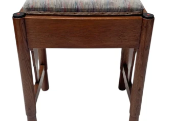 Art Deco Amsterdamse School Stool with Adjustable Seat, 1920s